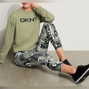 DKNY Sport Troptext Print High-Rise 7/8 Leggings, Med, EUC